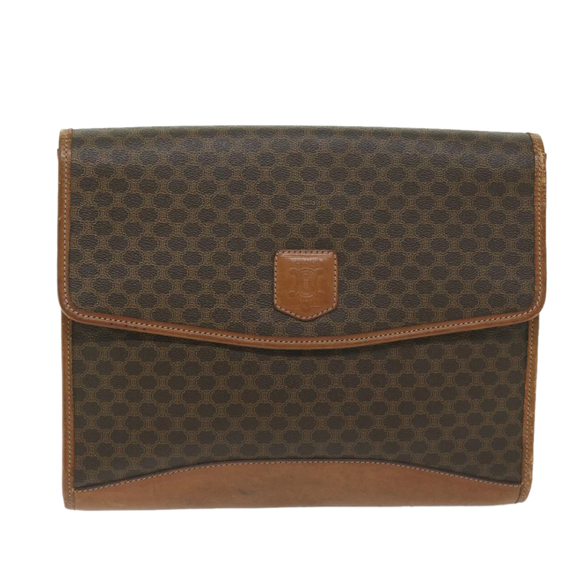 CELINE Macadam Canvas Clutch Bag PVC Leather Brown Auth 63592 - Picture 13 of 16